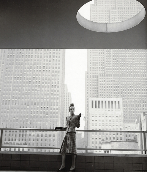 Louise Dahl-Wolfe, Rita Touhy on Balcony of the MoMA, 1940