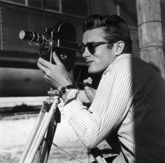 Sid Avery, James Dean on location in Marfa, Texas for the film "Giant" 1955