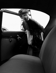 Bob Willoughby, Audrey Hepburn getting into a car after her first photo shoot at Paramount, having recently finished her first film Roman Holiday, 1953