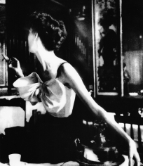Lillian Bassman, Across the Restaurant: Barbara Mullen in a dress by Jacques Fath. Le Grand Vefour, Paris. Harper’s Bazaar, 1949