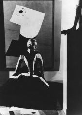 George Hoyningen-Huene, Art in Fashion: Model in Balenciaga in front of painting by Miro, photographed in Helena Rubenstein's Paris Home, 1939