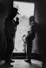 Phil Stern, John Wayne and John Ford on the set of "The Alamo"
